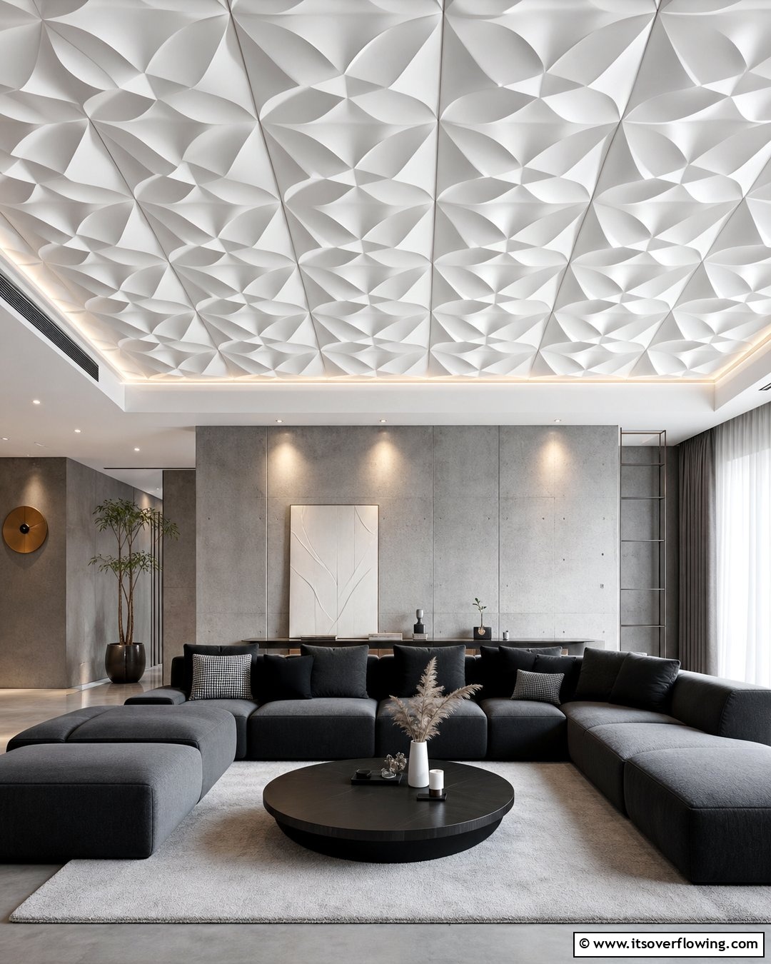 3d Ceiling Panel 20 Living Room False Ceiling Design Ideas to Elevate Your Space