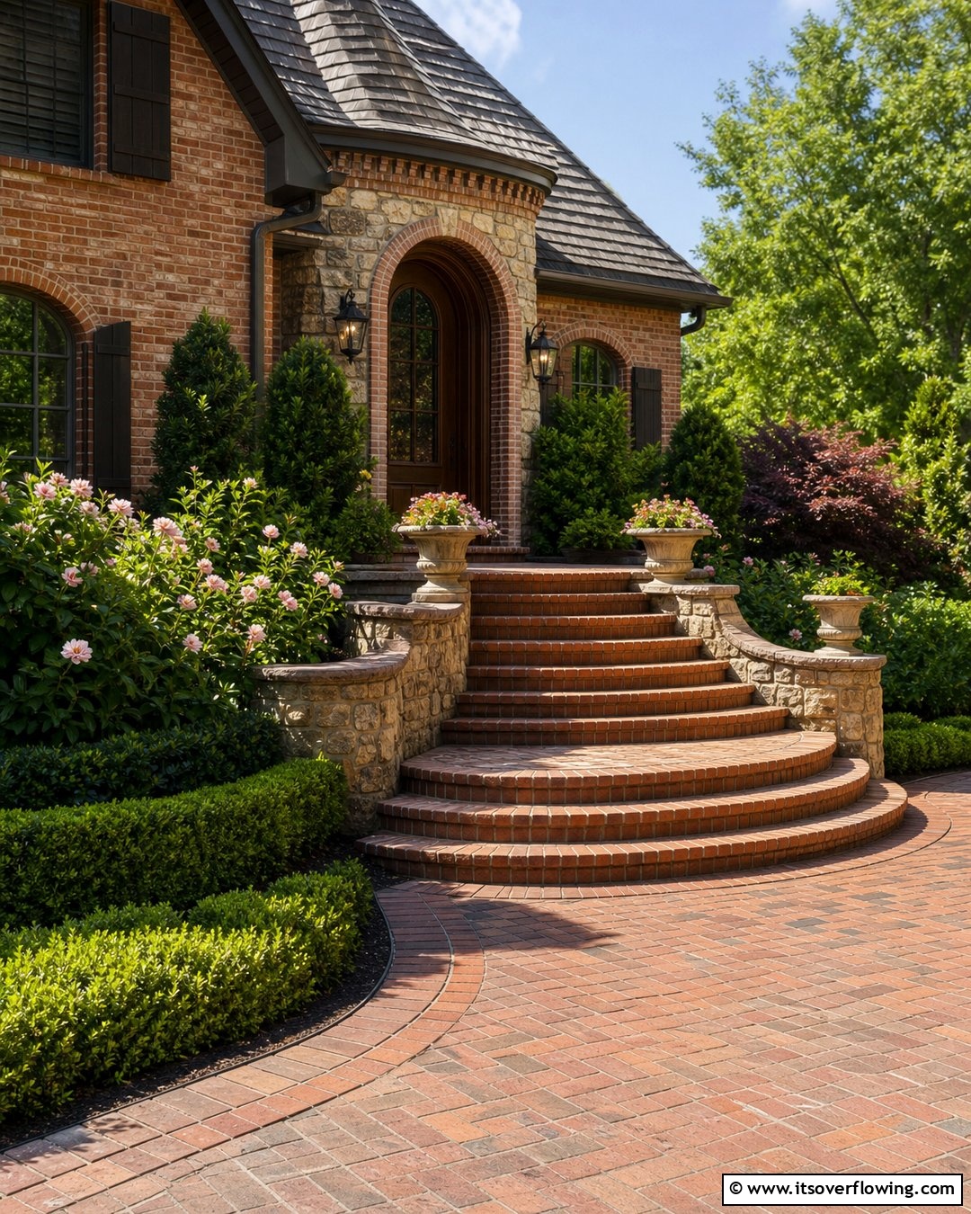 Rounded Base Step 25 Brick Front Steps Design Ideas for Curb Appeal