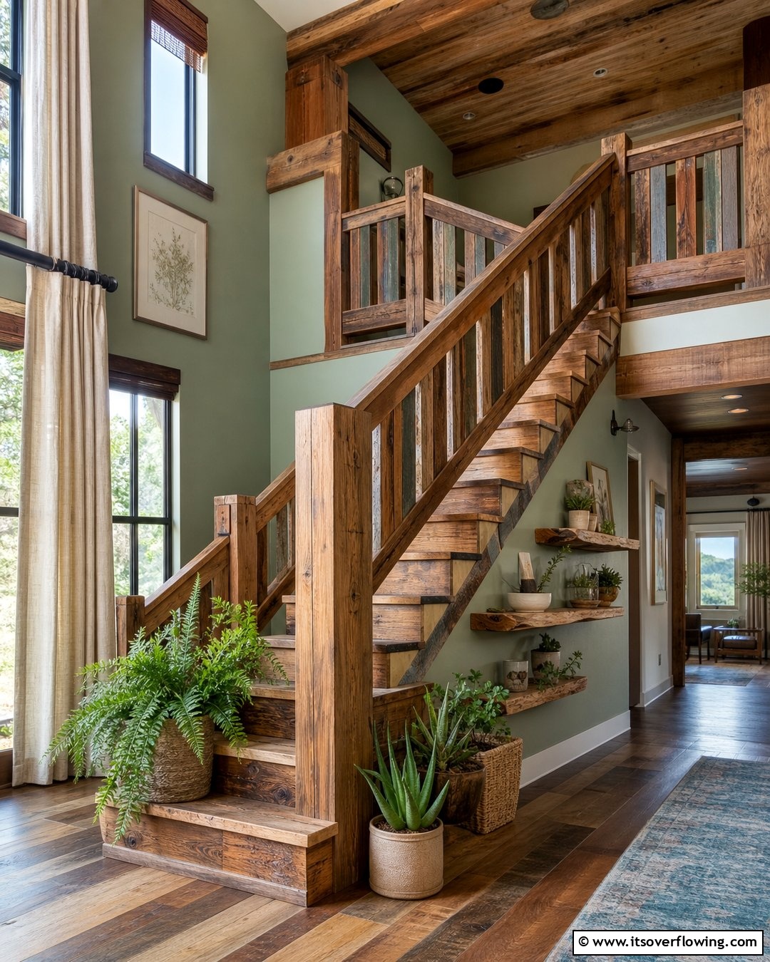 Recycled Railing 30 Wood Stair Railing Ideas for Warm Architectural Detail