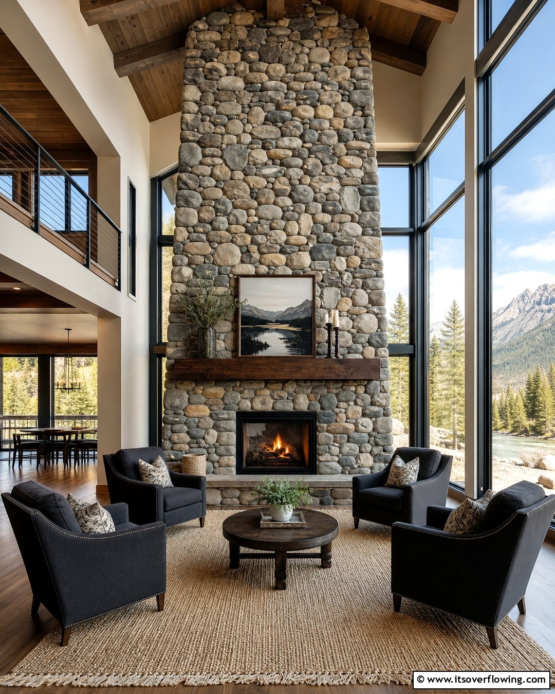 25 River Rock Fireplace Ideas for a Natural Look