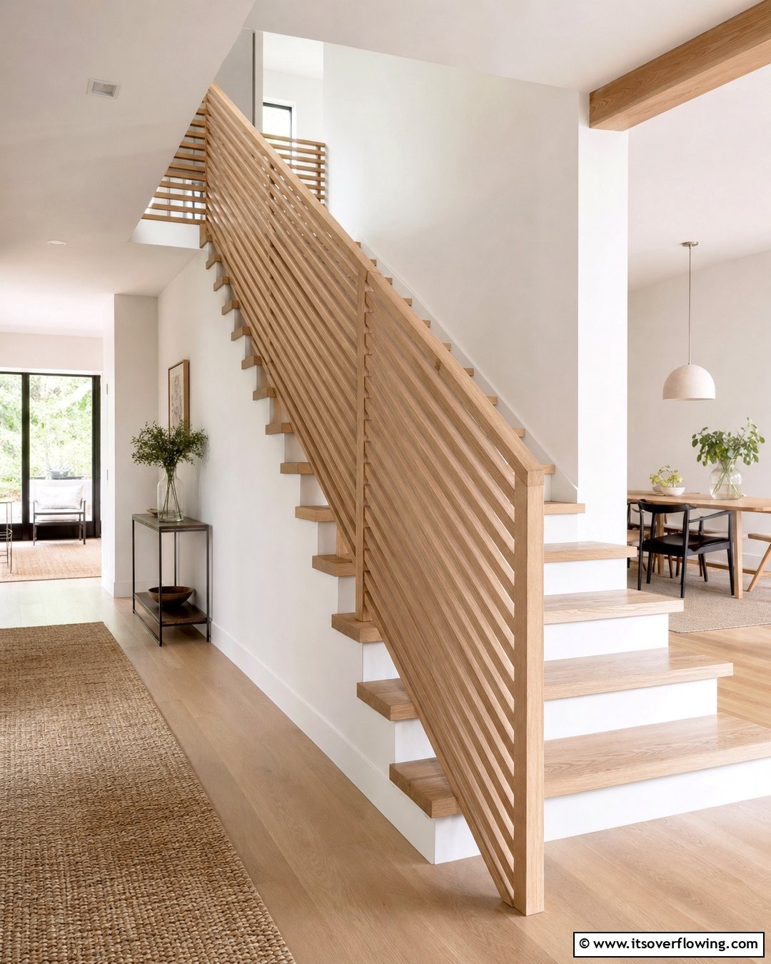 Slatted Railing 30 Wood Stair Railing Ideas for Warm Architectural Detail