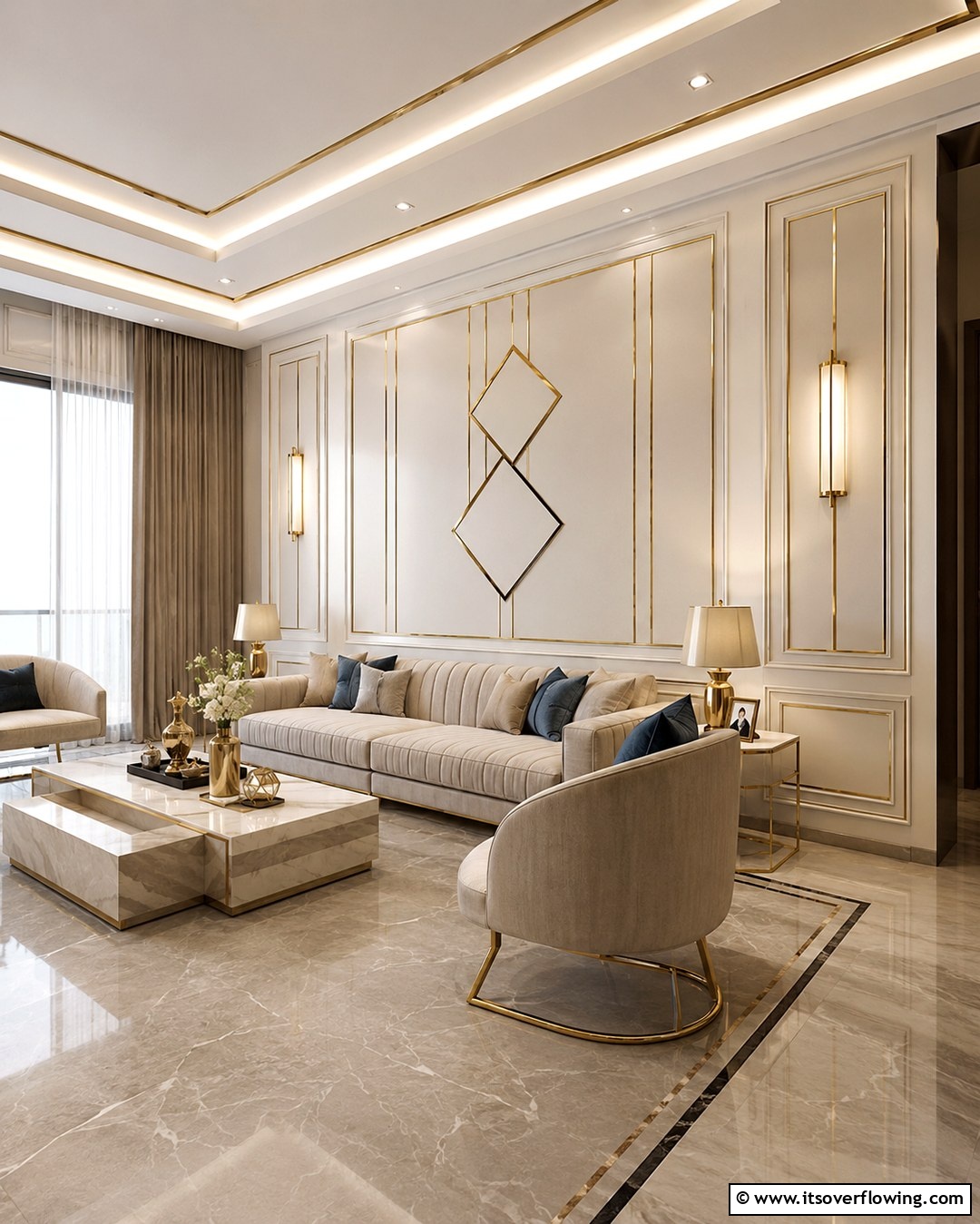 30 Elegant Cream & Gold Living Room Themes for Luxe Interiors