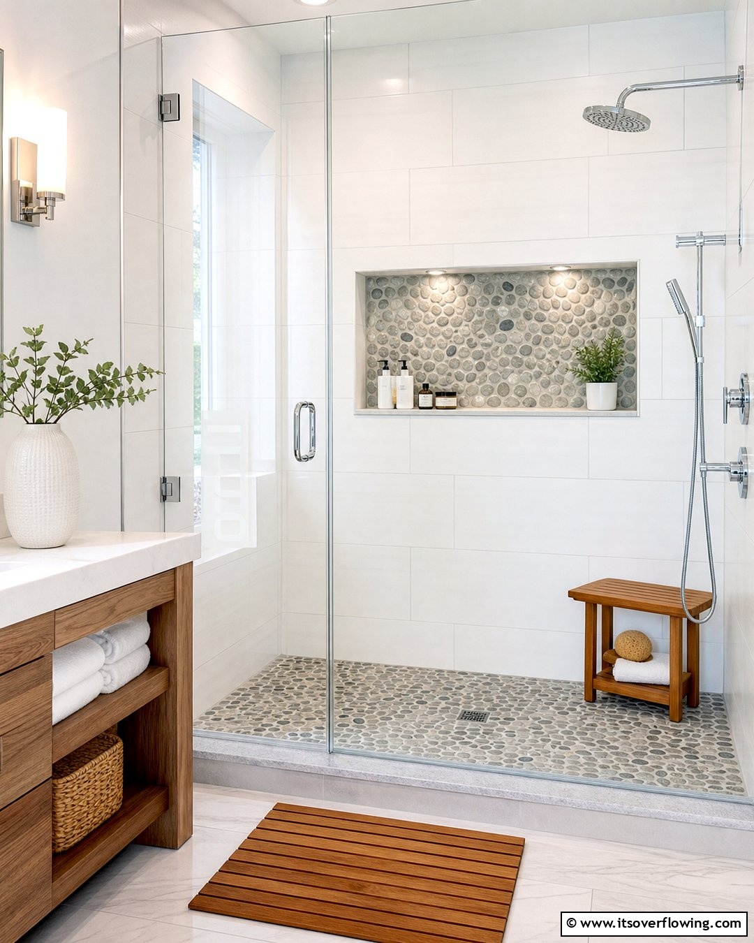 20 Pebble Tile Bathroom Ideas for a Natural Look