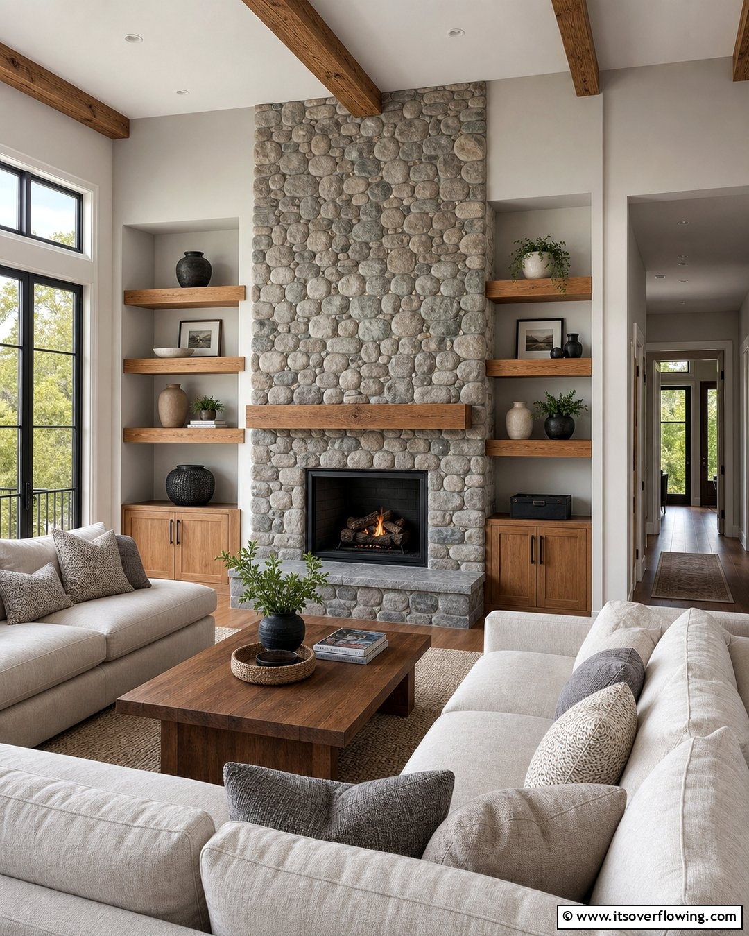 25 River Rock Fireplace Ideas for a Natural Look