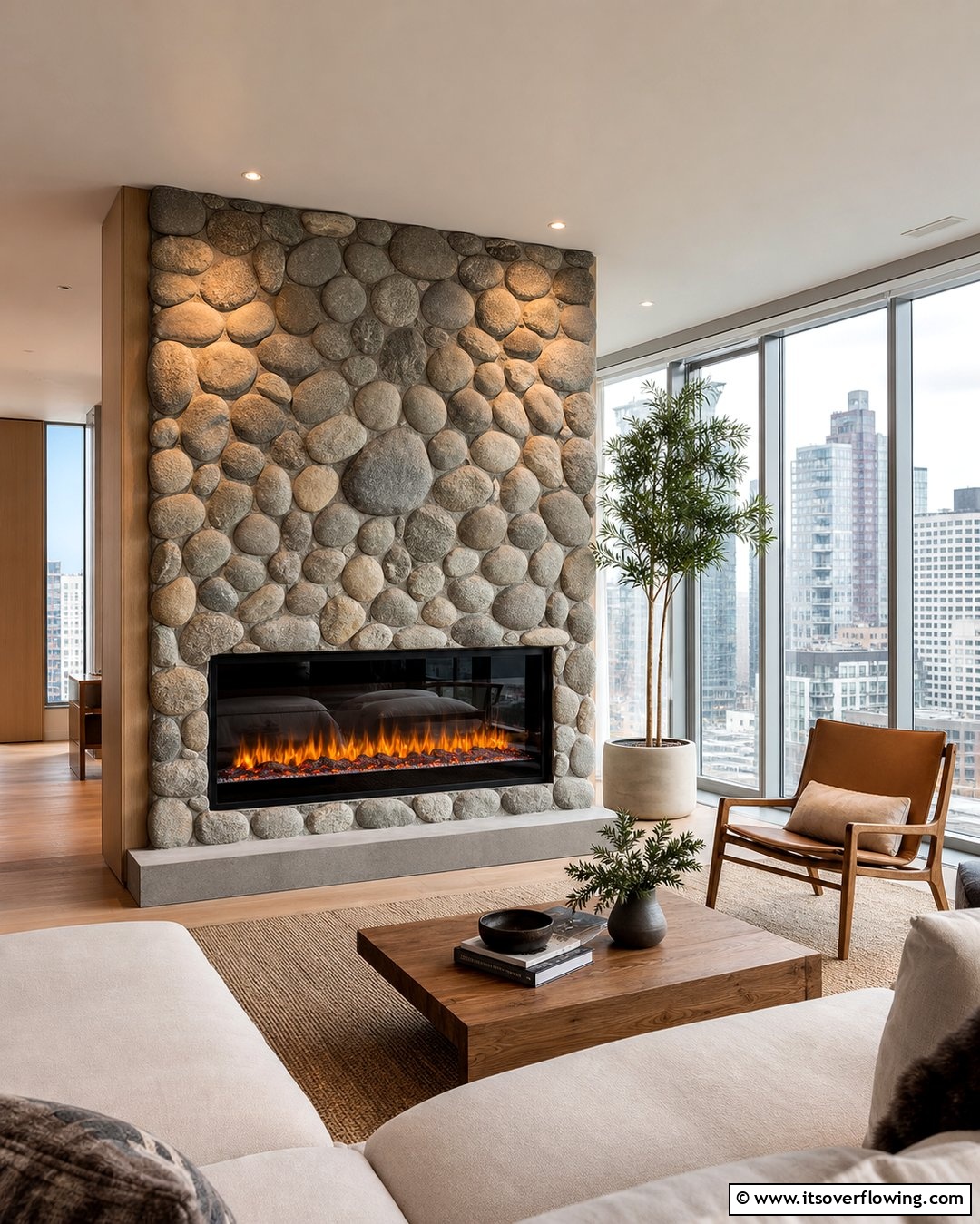 25 River Rock Fireplace Ideas for a Natural Look
