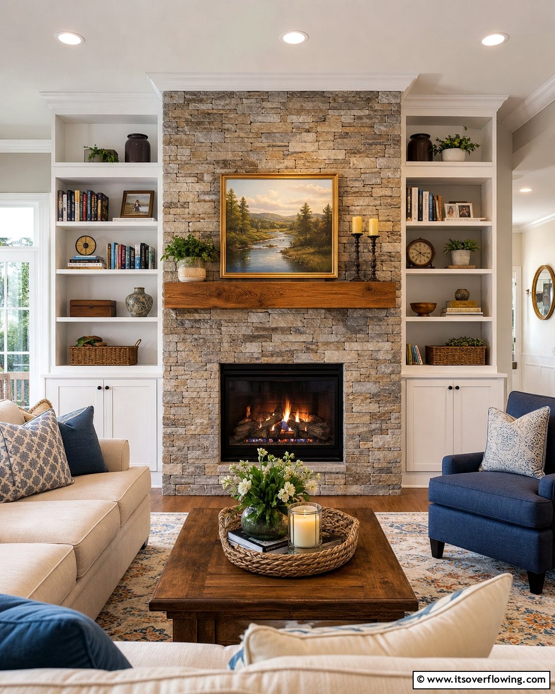 25 Stacked Stone Fireplace Ideas for a Rustic Look