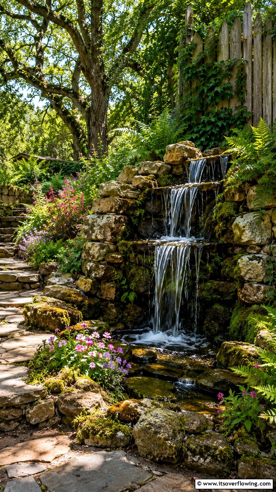 Rustic Stone Waterfall 21 Water Feature Ideas for Serene Garden Landscaping