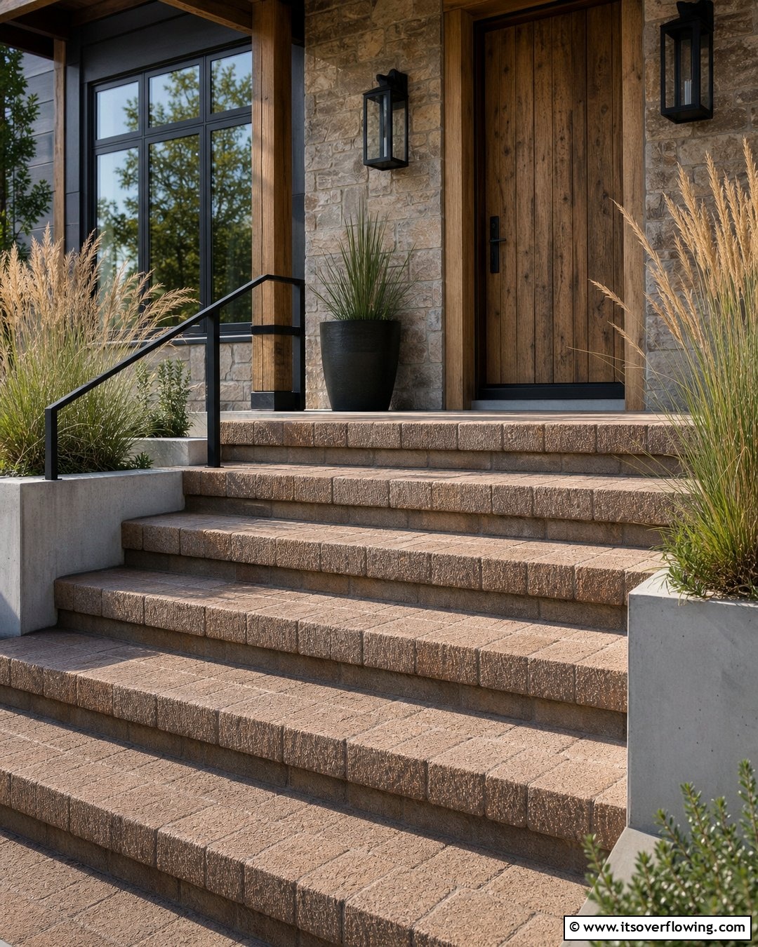 Texturized Step 25 Brick Front Steps Design Ideas for Curb Appeal