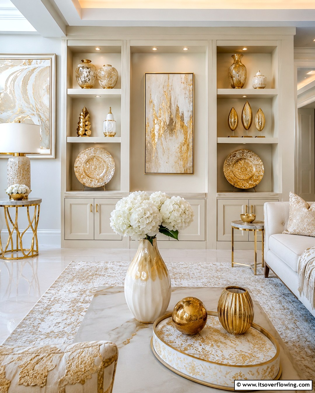 30 Elegant Cream & Gold Living Room Themes for Luxe Interiors