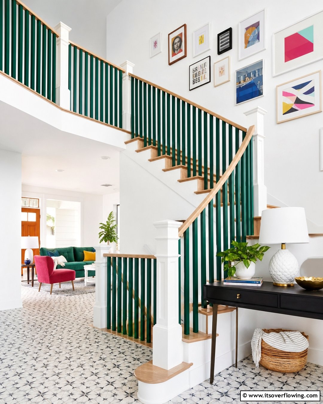 Colored Railing 30 Wood Stair Railing Ideas for Warm Architectural Detail