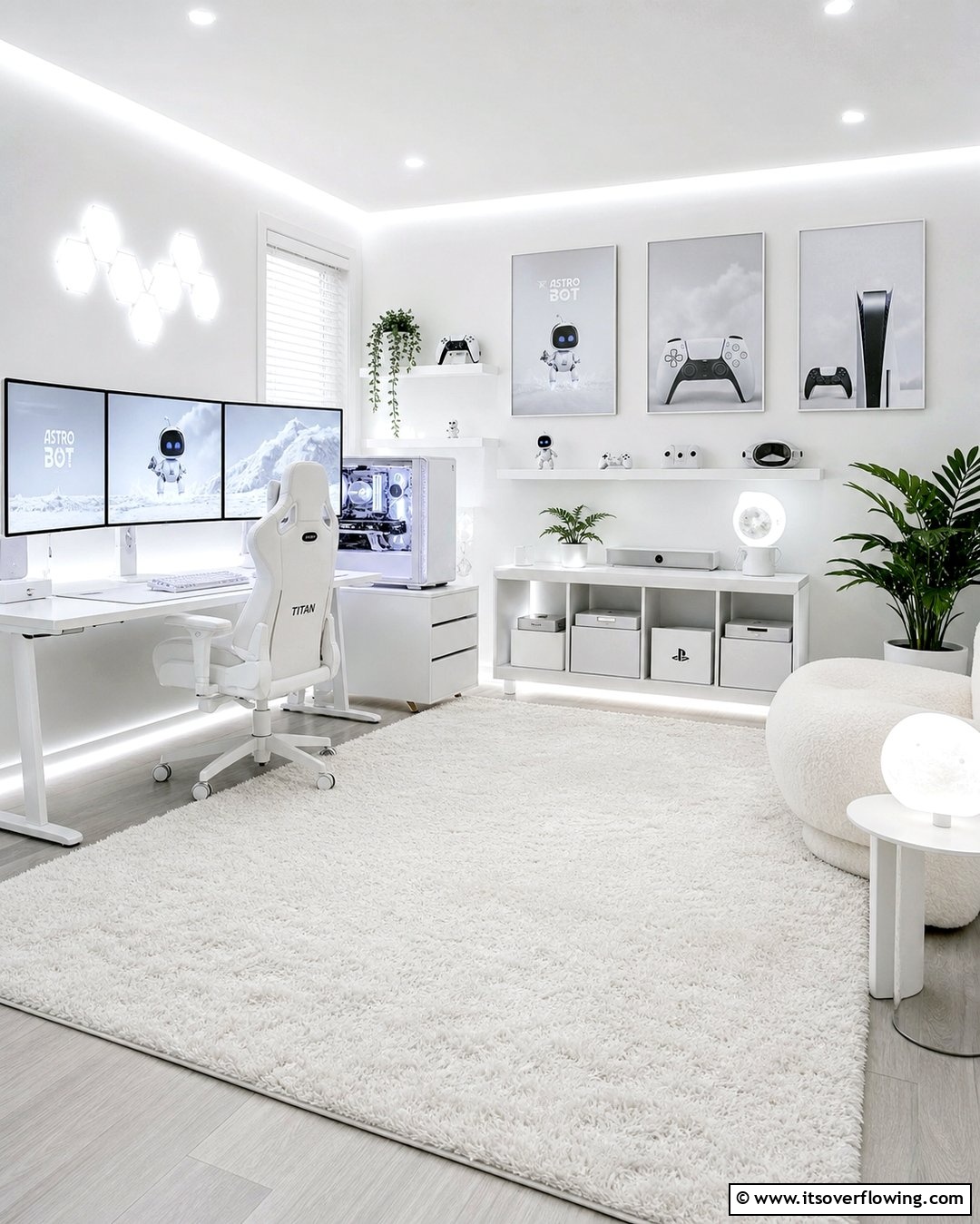Pc Rug White 25 All White Gaming Setup Ideas for a Sleek Look