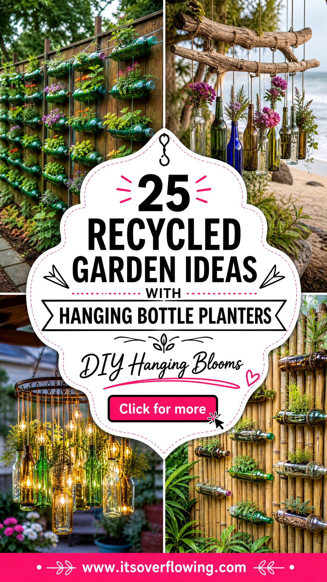 25 recycled garden ideas with hanging bottle planters: DIY
