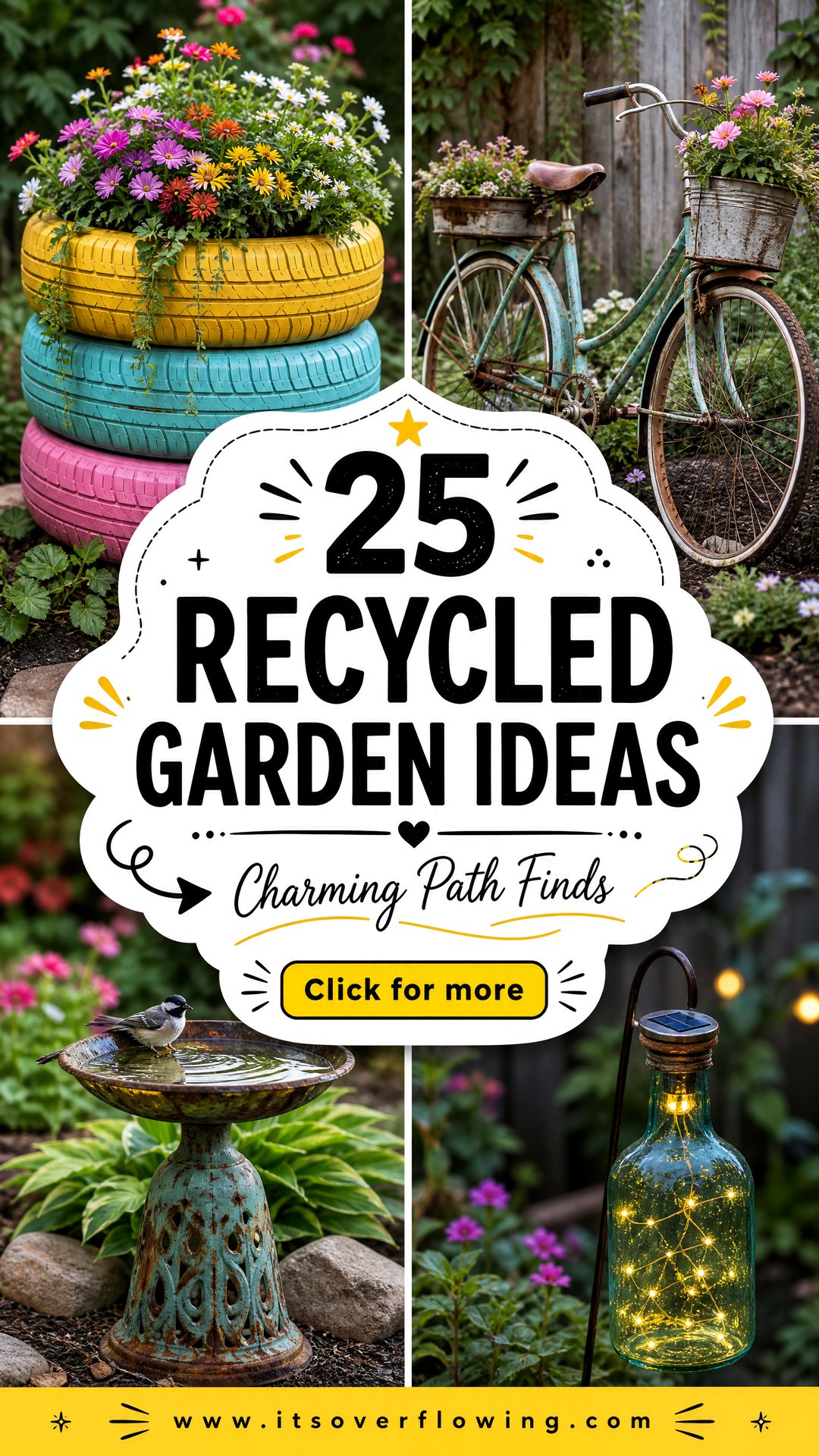 25 recycled garden ideas with pebbles for Charming Paths