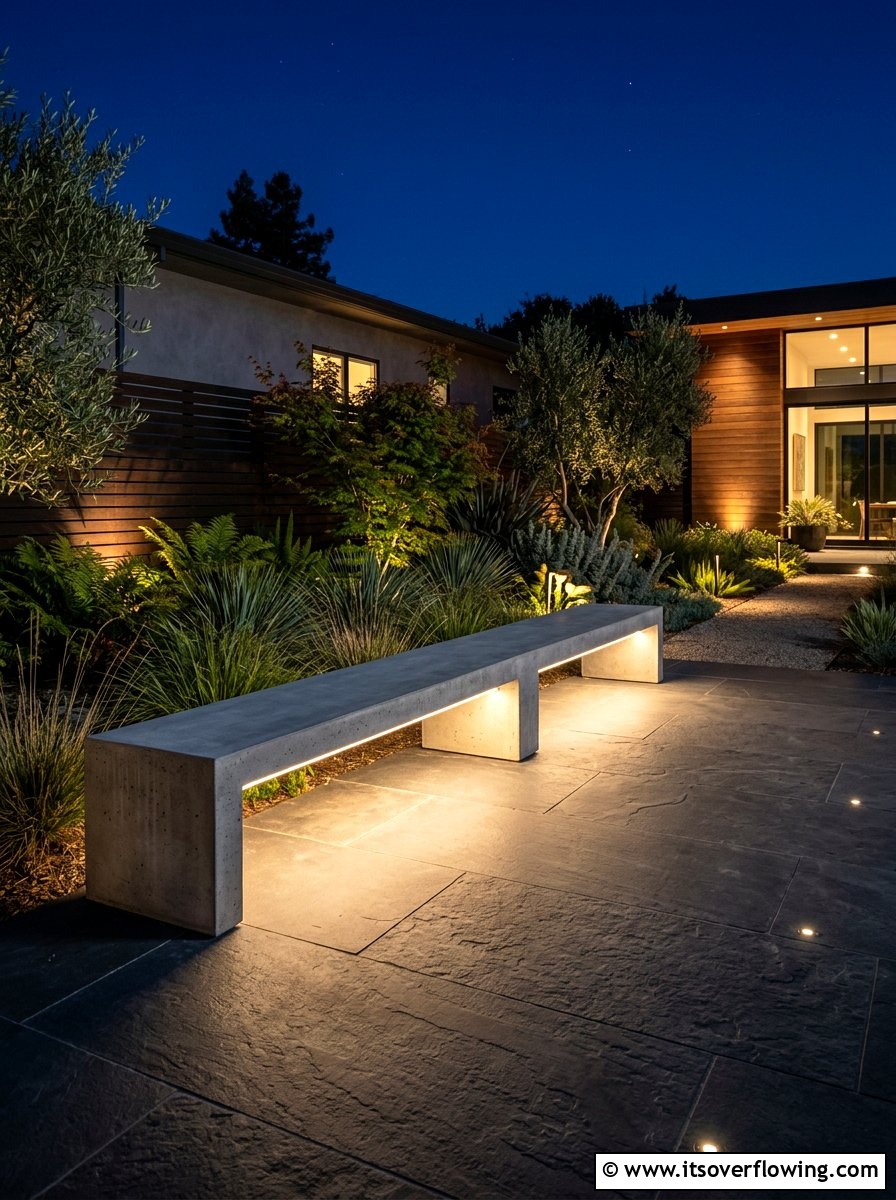 25 Backyard Ideas With Concrete Bench for Modern Comfort