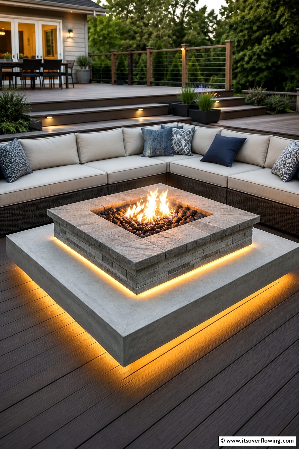 Square Fire System 30 Square Fire Pit Ideas for Modern Outdoor Gathering Spaces